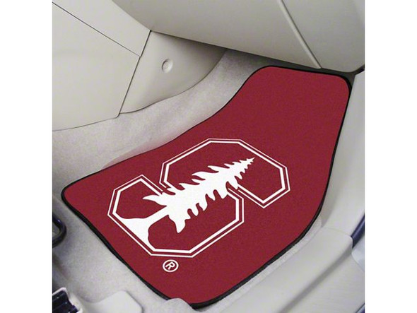 Carpet Front Floor Mats with Stanford University Logo; Cardinal - F150- Floor Access