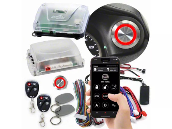 Billet Push Button Engine Start/Stop with Keyless Entry, Remote Start and RFID Kit; Red LED - F150- Keyless Entry
