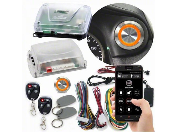 Billet Push Button Engine Start/Stop with Keyless Entry, Remote Start and RFID Kit; Orange LED - F150- Keyless Entry