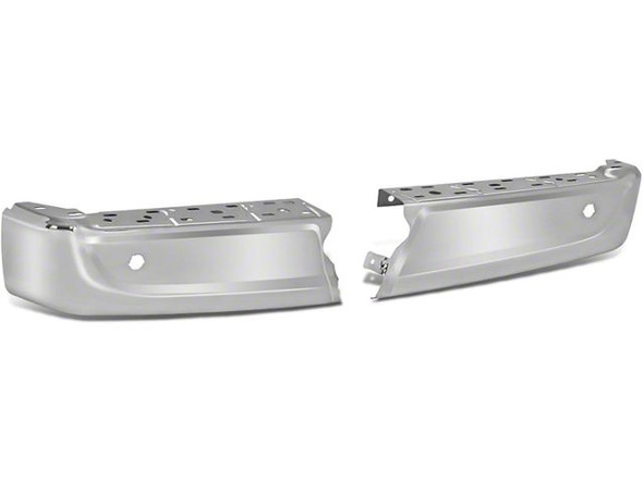 Rear Bumper End Caps; Pre-Drilled for Backup Sensors; Chrome - F150 - Front Bumper