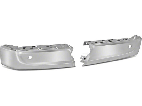 Rear Bumper End Caps; Pre-Drilled for Backup Sensors; Chrome - F150 - Rear Bumper