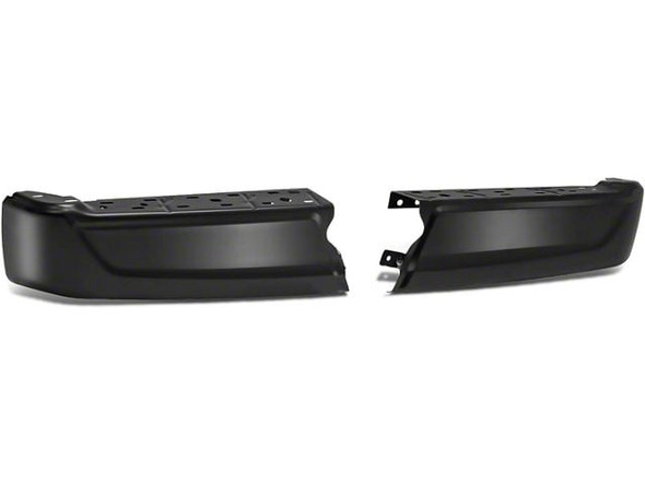 Rear Bumper End Caps; Not Pre-Drilled for Backup Sensors; Black - F150 - Rear Bumper