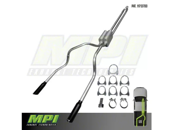 MPI Exhaust Technologies Performance Series Clamp-On Dual Exhaust System with Black Tips; Rear Exit - F150 - Exhaust