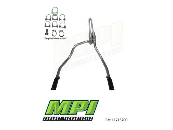 MPI Exhaust Technologies Stainless Steel Performance Series Clamp-On Dual Exhaust System with Black Tips; Rear Exit - X4D7 - F150 - Exhaust