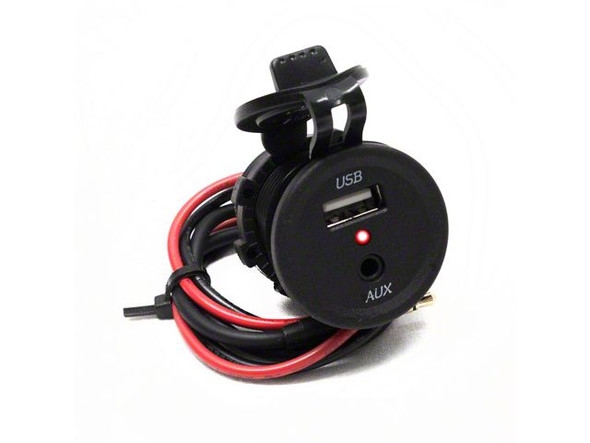 2-Port Round Socket with USB Port and 3.50mm AUX Input - Silverado 1500 Interior Trim