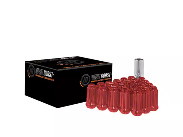 Red Acorn Spline Lug Nuts; M14x1.5; Set of 24 - Silverado 1500 Lug Nuts