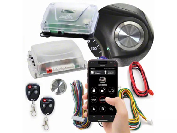 Billet Push Button Engine Start/Stop with Keyless Entry and Remote Start; Non-Illuminated - Silverado 1500 Remote Start Keyless