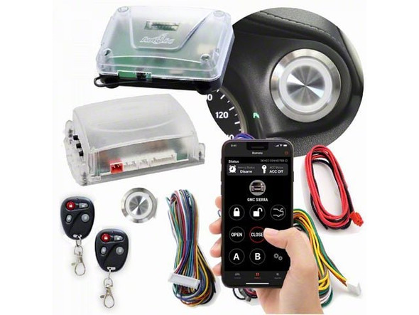 Billet Push Button Engine Start/Stop with Keyless Entry and Remote Start; White LED - Silverado 1500 Remote Start Keyless