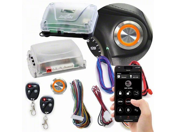 Billet Push Button Engine Start/Stop with Keyless Entry and Remote Start; Orange LED - Silverado 1500 Remote Start Keyless