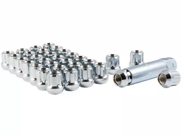 Chrome Open End Spline Lug Nuts; M14 x 1.5; Set of 32 - S2500