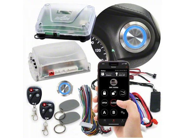 Billet Push Button Engine Start/Stop with Keyless Entry, Remote Start and RFID Kit; Blue LED - S2500
