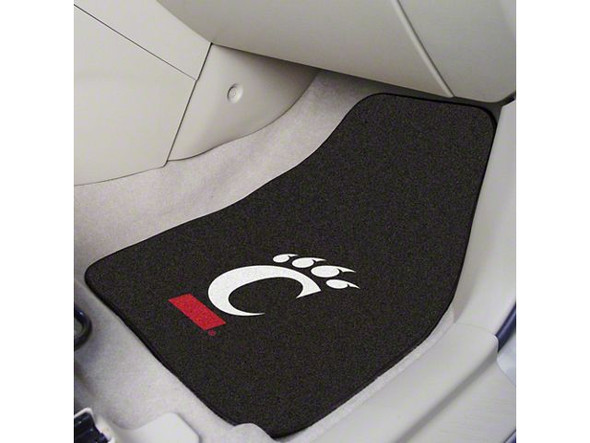 Carpet Front Floor Mats with University of Cincinnati Logo; Black - S2500