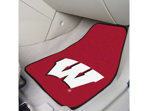 Carpet Front Floor Mats with University of Wisconsin Logo; Red - S2500