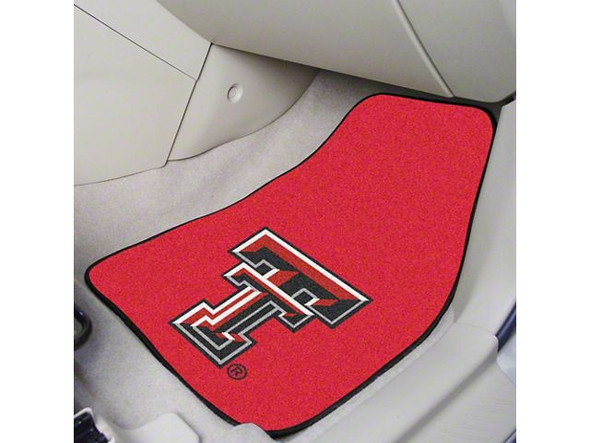 Carpet Front Floor Mats with Texas Tech University Logo; Red - S2500