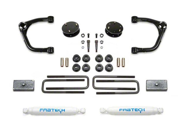 Fabtech 3-Inch Uniball Upper Control Arm Lift Kit with Performance Shocks (19-25 Sierra 1500 Double Cab, Crew Cab, Excluding AT4, Denali & Diesel) - GMCS1500