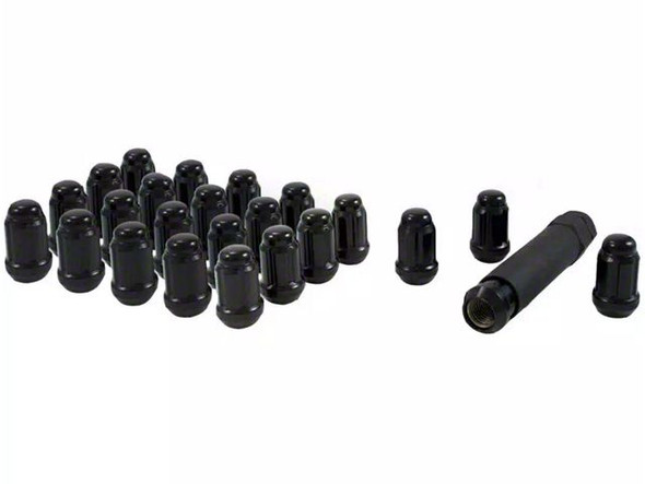 Black Closed End Spline Lug Nuts; M14 x 1.5; Set of 24 - GMCS1500