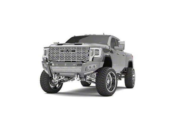 Road Armor iDentity Hyve Mesh Front Bumper with Shackles, Double Cube Light Pods; Raw Steel - GMCS2500