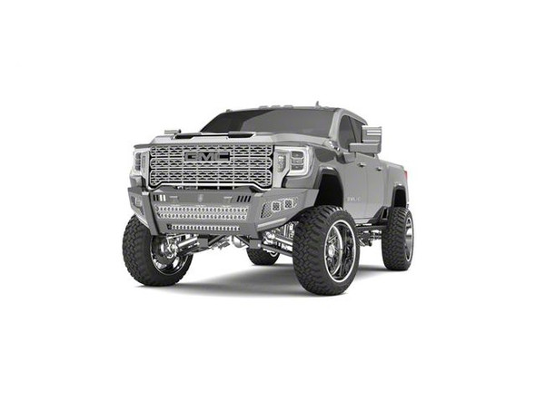 Road Armor iDentity Hyve Mesh Front Bumper with Double Cube Light Pods; Raw Steel - GMCS2500