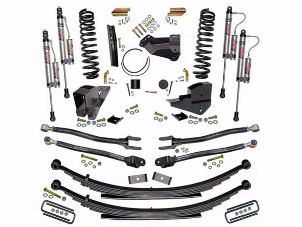 SkyJacker 4-Inch 4-Link Suspension Lift Kit with Rear Leaf Springs and ADX 2.0 Remote Reservoir Monotube Shocks (23-25 4WD 6.8L, 7.3L F-250 Super Duty w/o 4-Inch Axles, Factory LED Headlights, Onboard Scales) - F250