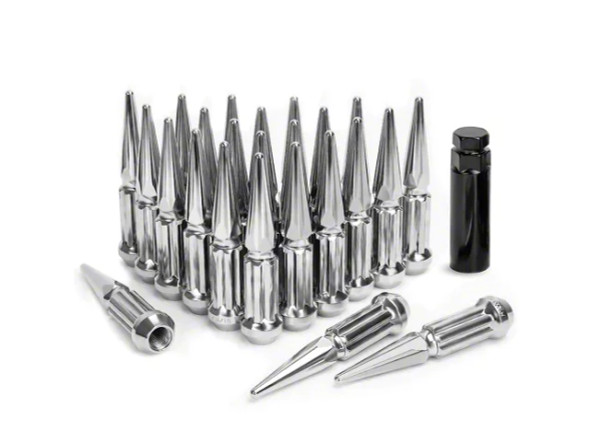 Chrome Extended Spiked Lug Nuts; M14x1.5; Set of 32 - F250