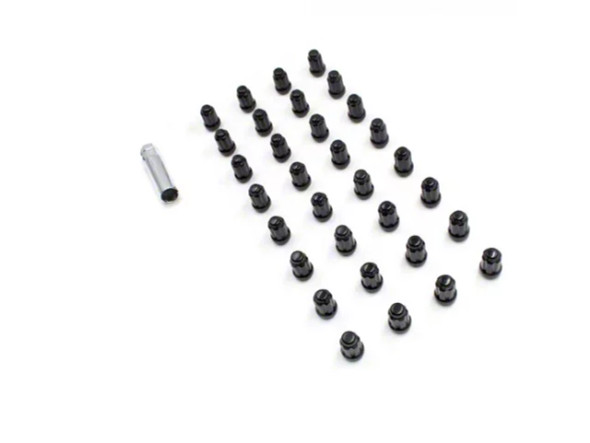Black 6-Spline Lug Nut Kit; 14mm x 1.5; Set of 32 - F250