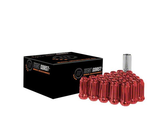 Red Acorn Spline Lug Nuts; M14x1.5; Set of 32 - F250