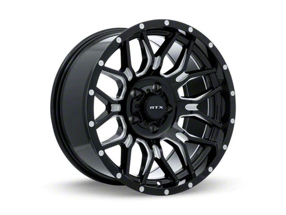 RTX Offroad Wheels Claw Gloss Black Milled with Rivets 8-Lug Wheel; 20x10; -18mm Offset - F350