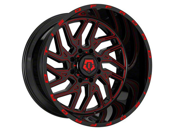 TIS 544BMR Gloss Black with Red Tint Accent 8-Lug Wheel; 20x12; -44mm Offset - F350