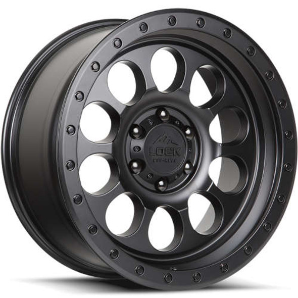 Lock Offroad Wheels 50CAL Matte Black With Matte Black Ring 17x9 0mm Offset 5x127 (5x5) | Fits Jeep Wrangler 07-Up and Jeep Gladiator