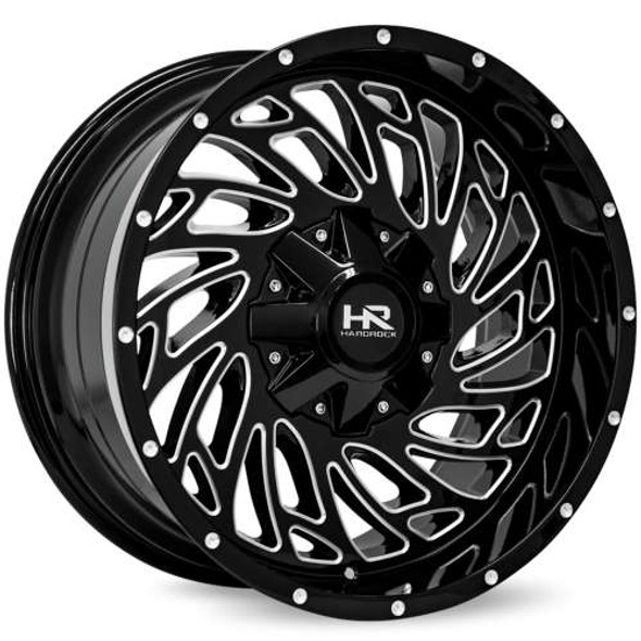 Hardrock Offroad Wheels H710 Gloss Black Milled 20x10 -19mm Offset 5x127 (5x5),5x139.7 (5x5.5) | Fits Jeep Wrangler 07-Up and Jeep Gladiator