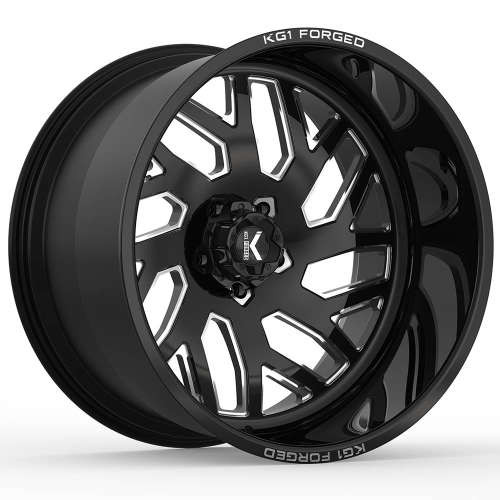 KG1 Forged Wheels Yaz KF009 Gloss Black Milled 24x12 -44mm Offset 5x127 (5x5) | Fits Jeep Wrangler 07-Present and Jeep Gladiator