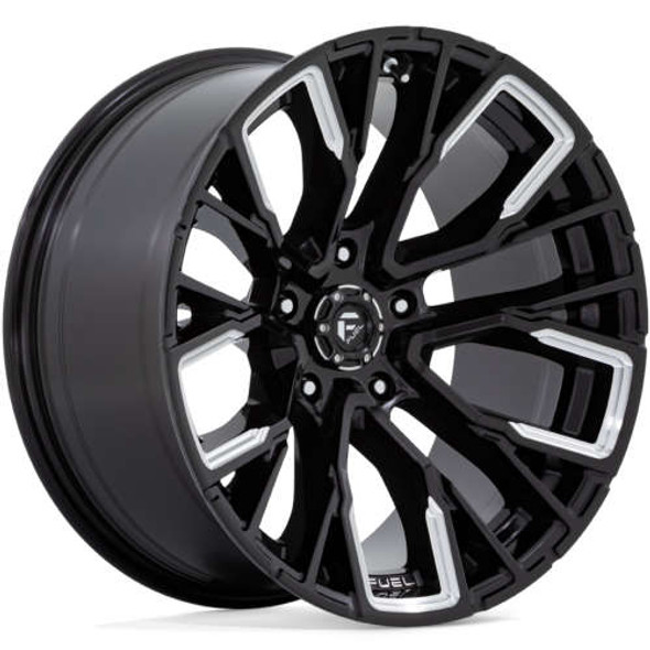 Fuel Offroad Wheels Rebar D849 Gloss Black Milled 20x10 -18mm Offset 5x127 (5x5) | Fits Jeep Wrangler 07-Up and Jeep Gladiator