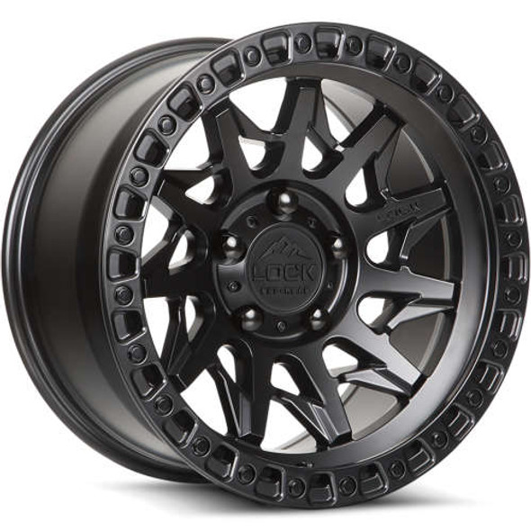 Lock Offroad Wheels Lunatic Matte Black With Matte Black Ring 17x9 -12mm Offset 5x127 (5x5) | Fits Jeep Wrangler 07-Up and Jeep Gladiator