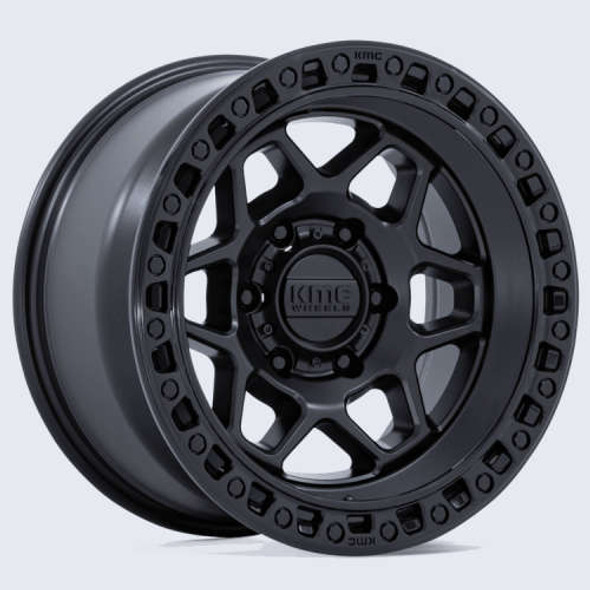 KMC Wheels Torx KM553 Matte Black Gloss Black Lip 17x8.5 0mm Offset 5x127 (5x5) | Fits Jeep Wrangler 07-Up and Jeep Gladiator