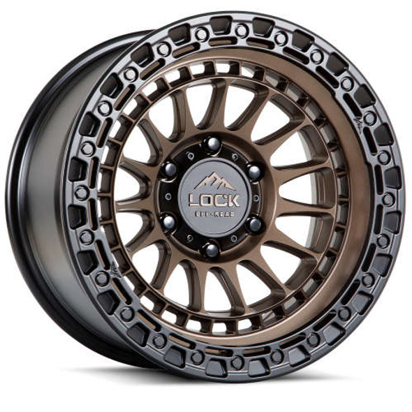 Lock Offroad Wheels Mojave Matte Bronze with Matte Black Ring 20x9 0mm Offset 5x127 (5x5) | Fits Jeep Wrangler 07-Up and Jeep Gladiator