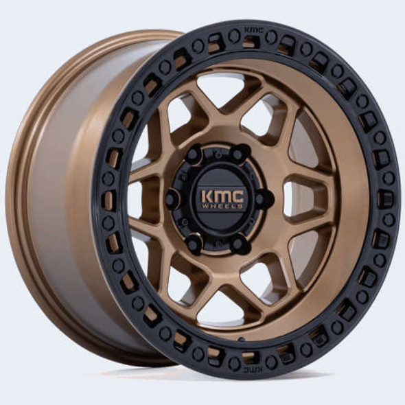 KMC Wheels Torx KM553 Matte Bronze With Gloss Black Lip 17x8.5 0mm Offset 5x127 (5x5) | Fits Jeep Wrangler 07-Up and Jeep Gladiator