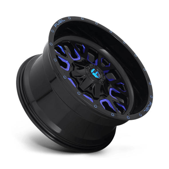 Fuel Offroad Wheels Stroke D645 Gloss Black Milled w/ Blue Accents 18x9 20mm Offset 6x135,6x139.7 (6x5.5)