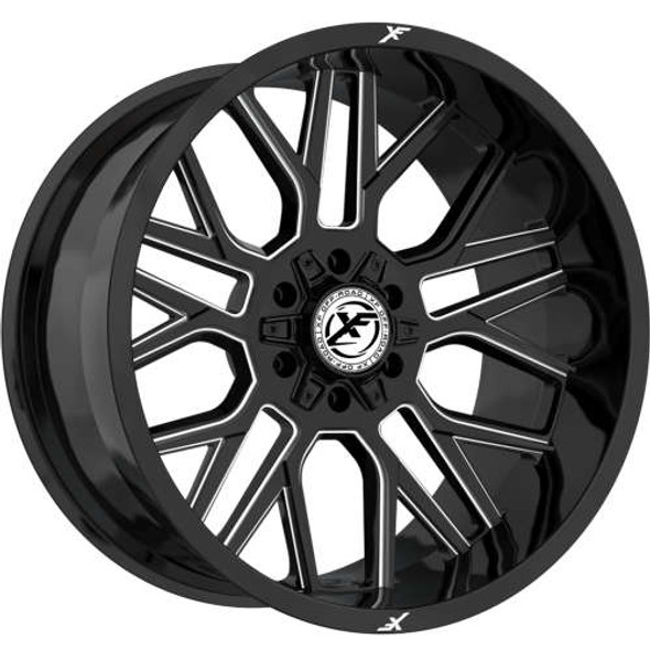 XF Offroad Wheels XF-235 Gloss Black Milled 24x12 -44mm Offset 5x127 (5x5),5x139.7 (5x5.5) | Fits Jeep Wrangler 07-Present and Jeep Gladiator