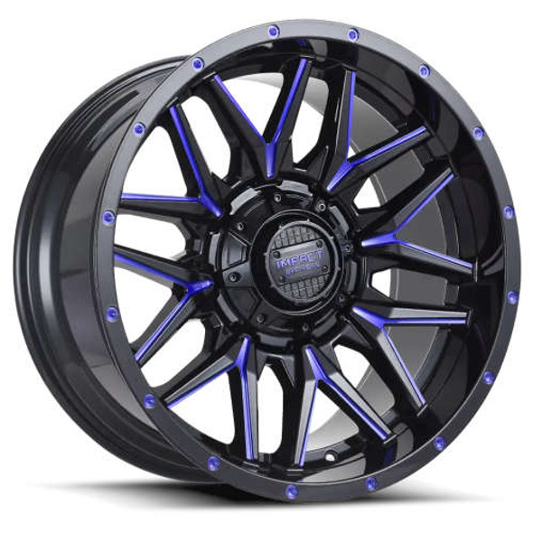 Impact Offroad Wheels 819 Gloss Black Milled Candy Blue 20x10 -12mm Offset 5x127 (5x5),5x139.7 (5x5.5) | Fits Jeep Wrangler 07-Present and Jeep Gladiator