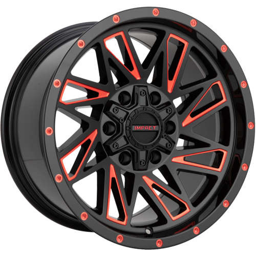 Impact Offroad Wheels 814 Gloss Black Milled Candy Red 20x10 -12mm Offset 6x139.7 (6x5.5),6x135