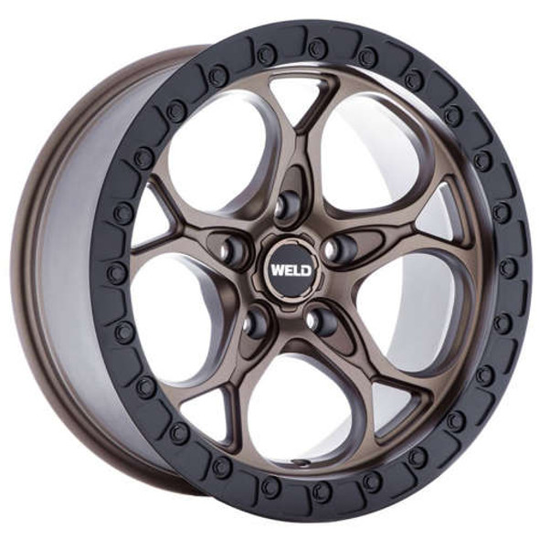 WELD Offroad Wheels Ledge Five W106 Satin Bronze Satin Black Ring 20x12 -44mm Offset 5x127 (5x5) | Fits Jeep Wrangler 07-Up and Jeep Gladiator