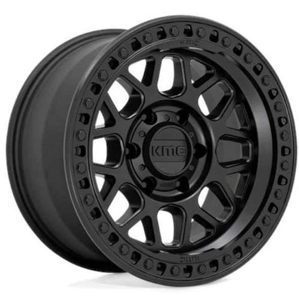 KMC Wheels GRS KM549 Satin Black 17x9 -12mm Offset 5x127 (5x5) | Fits Jeep Wrangler 07-Up and Jeep Gladiator
