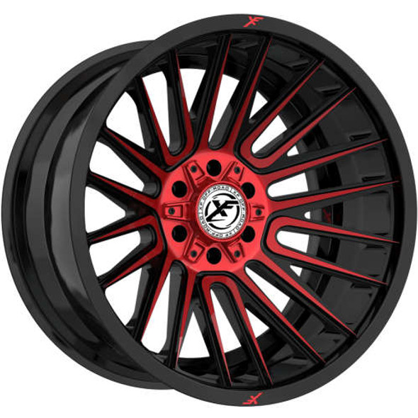 XF Offroad Wheels XF-234 Gloss Black Red Milled 20x10 -12mm Offset 5x127 (5x5),5x139.7 (5x5.5) | Fits Jeep Wrangler 07-Up and Jeep Gladiator