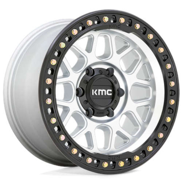 KMC Wheels GRS KM549 Machined with Satin Black Lip 18x9 18mm Offset 5x127 (5x5) | Fits Jeep Wrangler 07-Up and Jeep Gladiator