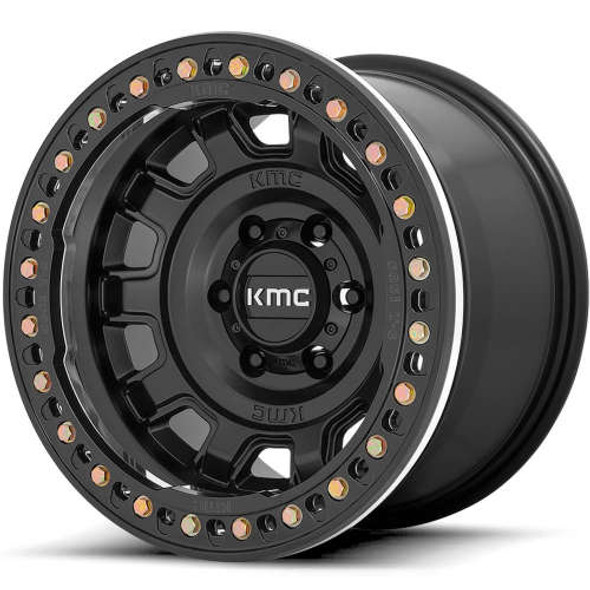 KMC Wheels Tank KM236 Satin Black 17x9 -15mm Offset 5x127 (5x5) | Fits Jeep Wrangler 07-Up and Jeep Gladiator