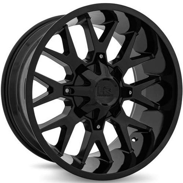 Hardrock Offroad Wheels H700 Gloss Black 20x9 0mm Offset 5x127 (5x5),5x139.7 (5x5.5) | Fits Jeep Wrangler 07-Up and Jeep Gladiator