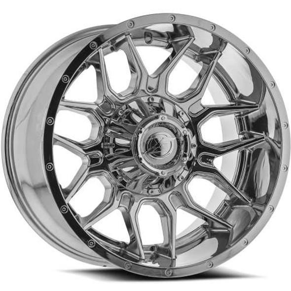 XF Offroad Wheels XF-222 Chrome 24x14 -76mm Offset 5x127 (5x5),5x139.7 (5x5.5) | Fits Jeep Wrangler 07-Present and Jeep Gladiator