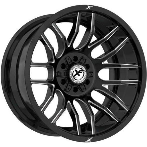 XF Offroad Wheels XF-232 Gloss Black Milled 18x9 12mm Offset 5x127 (5x5),5x139.7 (5x5.5) | Fits Jeep Wrangler 07-Up and Jeep Gladiator