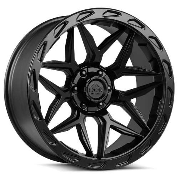Lock Offroad Wheels Matrix Matte Black With Matte Black Ring 20x10 -18mm Offset 5x127 (5x5),5x139.7 (5x5.5) | Fits Jeep Wrangler 07-Up and Jeep Gladiator