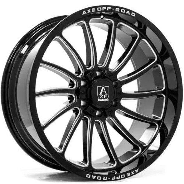 AXE Offroad Wheels Chronus Gloss Black Milled 20x10 -19mm Offset 5x127 (5x5),5x139.7 (5x5.5) | Fits Jeep Wrangler 07-Up and Jeep Gladiator